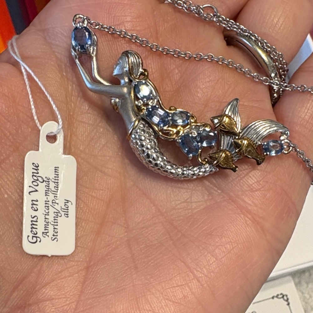 Evine Gold and Silver Mermaid Necklace w/ Moon Earrings - Picture 4 of 7